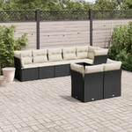 vidaXL Set Divani da Giardino con Cuscini 8 pz Nero in Polyrattan