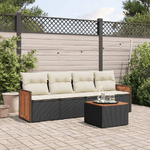 vidaXL Set Divani da Giardino 5 pz con Cuscini in Polyrattan Nero