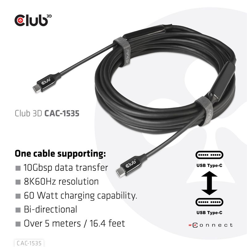 CLUB3D-CAC-1535-cavo-USB-5-m-USB-3.2-Gen-2--3.1-Gen-2--USB-C-Nero