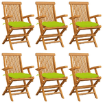 vidaXL Sedie Giardino con Cuscini Verde Chiaro 6pz Legno Massello Teak