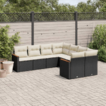 vidaXL Set Divani da Giardino con Cuscini 8 pz Nero in Polyrattan