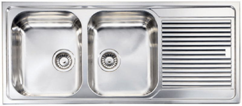 Lavello-ZENITH-116x50-2-vasche-destre--gocciolatoio-ACCIAIO-INOX