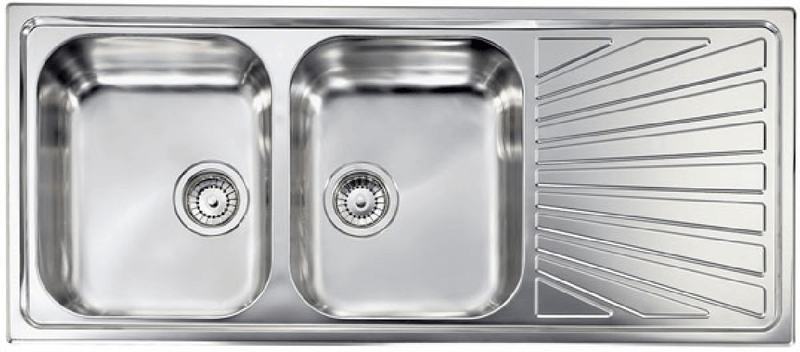 Lavello-COMETA-116x50-2-vasche-destre--gocciolatoio-ACCIAIO-INOX