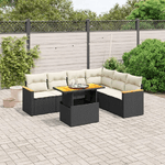 vidaXL Set Divani da Giardino con Cuscini 7pz Nero Polyrattan