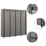 vidaXL Guardaroba con 4 Scomparti Grigio 175x45x170 cm