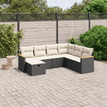 vidaXL Set Divani da Giardino con Cuscini 7pz Nero Polyrattan