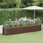 vidaXL Letto Giardino Acciaio Verniciato a Polvere 368x80x68cm Marrone