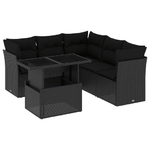 vidaXL Set Divano da Giardino 6 pz con Cuscini Nero in Polyrattan