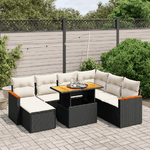 vidaXL Set Divani da Giardino con Cuscini 8 pz Nero in Polyrattan