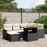 vidaXL Set Divani da Giardino con Cuscini 7pz Nero Polyrattan