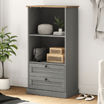 vidaXL Libreria VIGO 60x35x114,5 cm in Legno Massello di Pino Grigio