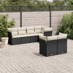 vidaXL Set Divani da Giardino con Cuscini 7pz Nero Polyrattan