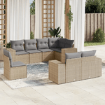 vidaXL Set Divano da Giardino 8 pz con Cuscini Beige in Polyrattan