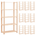 vidaXL Scaffali a 5 Livelli 10 pz 80x38x170 cm in Massello Pino 250kg