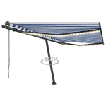 Tenda Automatica con Sensore Vento e LED 400x300 cm Blu Bianca