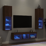 Mobili TV a Muro con LED 5pz Rovere Marrone Legno ingegnerizzato