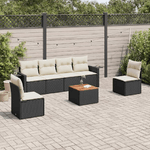 vidaXL Set Divani da Giardino con Cuscini 7pz Nero Polyrattan