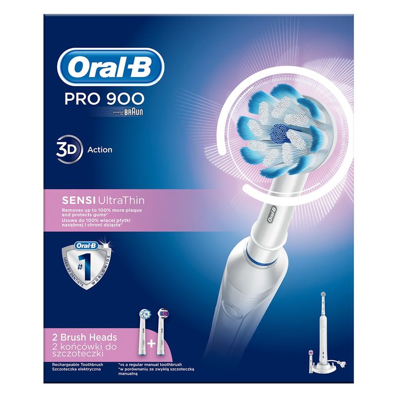 Oral-B-PRO-900-Sensi-Ultrathin-Adulto-Spazzolino-rotante-Bianco