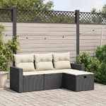 vidaXL Set Divani da Giardino 4 pz con Cuscini Nero in Polyrattan