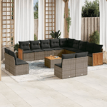 vidaXL Set Divani da Giardino 14pz con Cuscini in Polyrattan Grigio