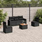 vidaXL Set Divano da Giardino 6 pz con Cuscini Nero in Polyrattan