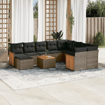 vidaXL Set Divani da Giardino 11 pz con Cuscini in Polyrattan Grigio