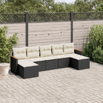 vidaXL Set Divani da Giardino con Cuscini 7pz Nero Polyrattan