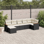 vidaXL Set Divani da Giardino con Cuscini 7pz Nero Polyrattan