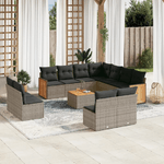 vidaXL Set Divani da Giardino 12 pz con Cuscini Grigio in Polyrattan