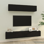 vidaXL Set Mobili Porta TV 4 pz Nero in Legno ingegnerizzato