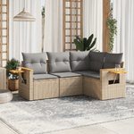 vidaXL Set Divano da Giardino 4 pz con Cuscini Beige in Polyrattan