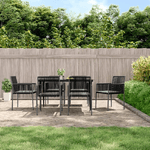 vidaXL Sedie Giardino con Cuscini 6 pz Nere 54x60,5x83,5 cm Polyrattan