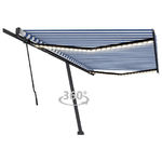 vidaXL Tenda da Sole Retrattile Manuale con LED 500x300cm Blu e Bianca