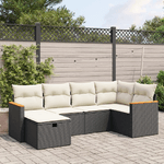 vidaXL Set Divano da Giardino 6 pz con Cuscini Nero in Polyrattan