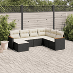 vidaXL Set Divani da Giardino con Cuscini 7pz Nero Polyrattan