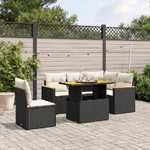 vidaXL Set Divano da Giardino 6 pz con Cuscini Nero in Polyrattan