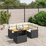 vidaXL Set Divani da Giardino 5 pz con Cuscini in Polyrattan Nero