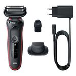 Braun Series 5 51-R1200S rasoio elettrico Trimmer Nero, Rosso