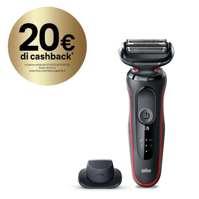 Braun-Series-5-51-R1200S-rasoio-elettrico-Trimmer-Nero-Rosso