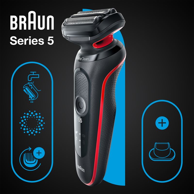 Braun-Series-5-51-R1200S-rasoio-elettrico-Trimmer-Nero-Rosso