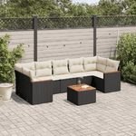 vidaXL Set Divani da Giardino con Cuscini 8 pz Nero in Polyrattan