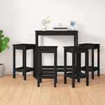 vidaXL Set da Bar 5 pz Nero in Legno Massello di Pino