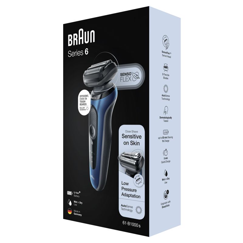 Braun-Series-6-61-B1000s-Rasoio-Elettrico-Uomo-SensoFlex-Wet-Dry-Ricaricabile-Rasoio-A-Lamina-Senza-Fili-Blu