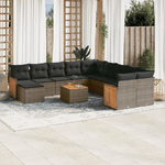 vidaXL Set Divani da Giardino 12 pz con Cuscini Grigio in Polyrattan