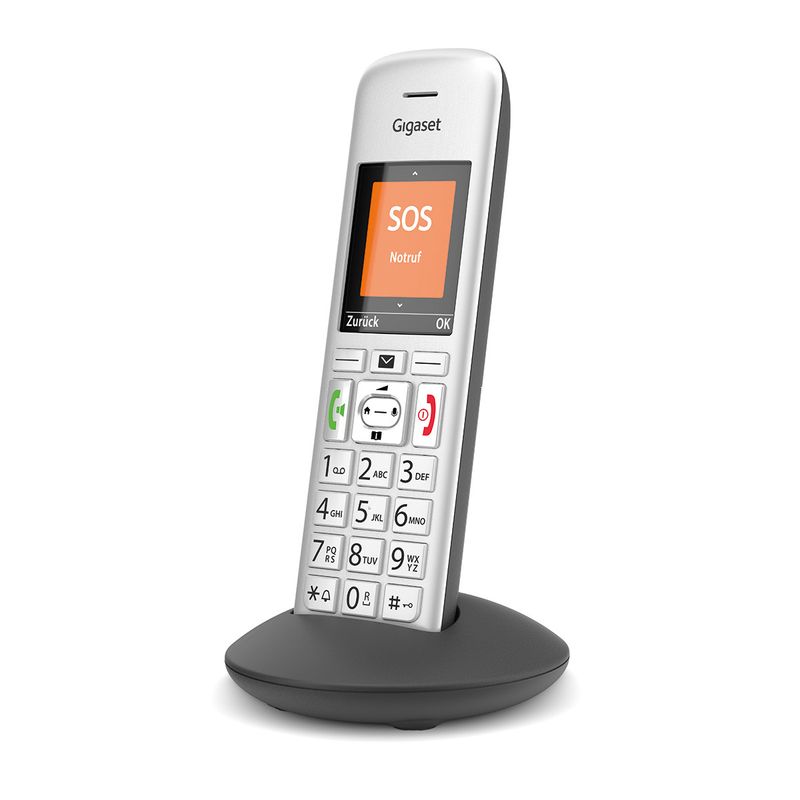 Gigaset-E390HX-Telefono-analogico-DECT-Identificatore-di-chiamata-Argento