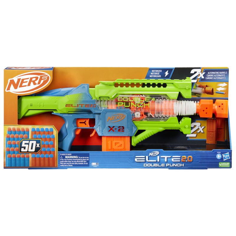 Nerf-Elite-2.0-Double-Punch-blaster-lancia-dardi-motorizzato-canne-con-alternazione-rapida-50-dardi-Elite-2-caricatori-da-10-dardi