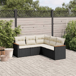 vidaXL Set Divani da Giardino 5 pz con Cuscini in Polyrattan Nero