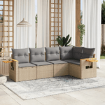 vidaXL Set Divano da Giardino 5 pz con Cuscini Beige in Polyrattan