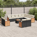 vidaXL Set Divani da Giardino 13pz con Cuscini Nero in Polyrattan