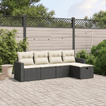 vidaXL Set Divani da Giardino 5 pz con Cuscini in Polyrattan Nero